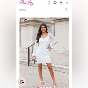 NWT Last Fling White Sheer Sleeve Mini Dress